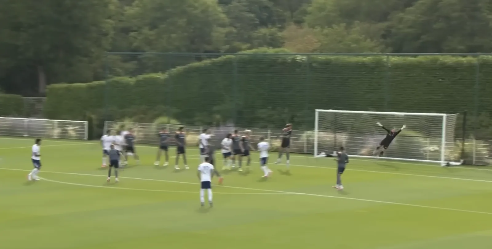 Mateus Fernandes' shot flies through the penalty area and beyond the MK Dons goalkeeper